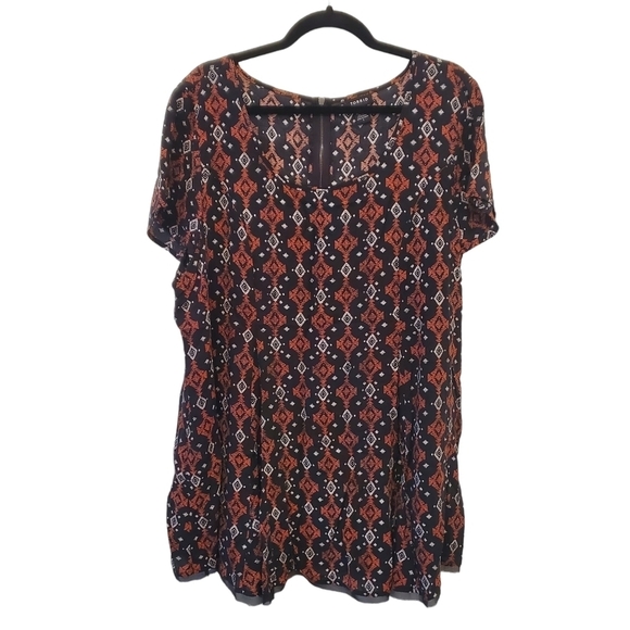 Torrid Size 1 Aztec Print Challis Flowy Top - Picture 1 of 11